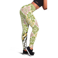Aloha Vintage Palaka Floral Hawaiian Quilt Leggings Omaomao Motif - Polynesian Pride