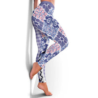 Aloha Vintage Palaka Floral Hawaiian Quilt Leggings Poni Motif - Polynesian Pride
