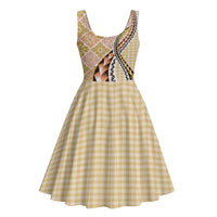 Aloha Vintage Palaka Floral Hawaiian Quilt Midi Dress Melemele Motif - Polynesian Pride