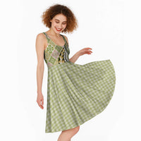 Aloha Vintage Palaka Floral Hawaiian Quilt Midi Dress Omaomao Motif - Polynesian Pride