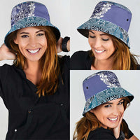 Aloha Vintage Plumeria Hawaiian Tapa Pattern Bucket Hat Blue Hawaiian Tapa Pattern LT9 - Polynesian Pride