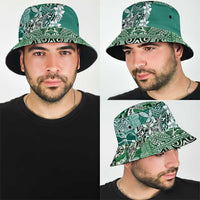 Aloha Vintage Plumeria Hawaiian Tapa Pattern Bucket Hat Green Hawaiian Tapa Pattern - Polynesian Pride