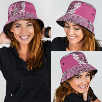 Aloha Vintage Plumeria Hawaiian Tapa Pattern Bucket Hat Pink Hawaiian Tapa Pattern - Polynesian Pride