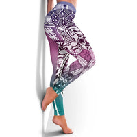 Aloha Vintage Plumeria Hawaiian Tapa Pattern Leggings Gradient Hawaiian Tapa Pattern - Polynesian Pride