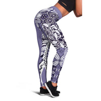 Aloha Vintage Plumeria Hawaiian Tapa Pattern Leggings Purple Hawaiian Tapa Pattern LT9 - Polynesian Pride