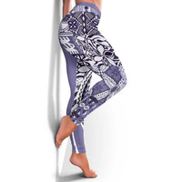 Aloha Vintage Plumeria Hawaiian Tapa Pattern Leggings Purple Hawaiian Tapa Pattern LT9 - Polynesian Pride