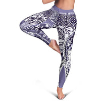 Aloha Vintage Plumeria Hawaiian Tapa Pattern Leggings Purple Hawaiian Tapa Pattern LT9 - Polynesian Pride