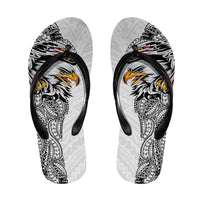 American Samoa Flip Flops Tribal Tattoo with Eagle White