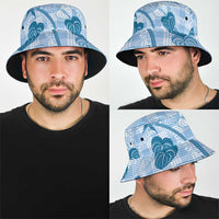 Anthurium Pikake Ti Leaf Palaka Bucket Hat Blue Version
