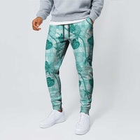 Anthurium Pikake Ti Leaf Palaka Jogger Pants Turquoise Version