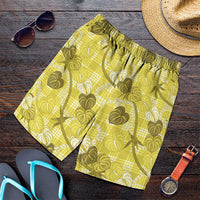 Anthurium Pikake Ti Leaf Palaka Shorts for Men Yellow Version