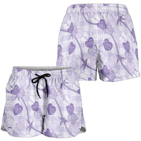 Anthurium Pikake Ti Leaf Palaka Shorts for Women Purple Version