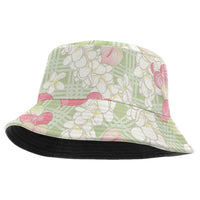 Anthurium Plumeria Lei Pastel Bucket Hat Green Hawaiian Splendid Palaka