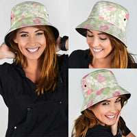 Anthurium Plumeria Lei Pastel Bucket Hat Green Hawaiian Splendid Palaka