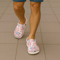 Anthurium Plumeria Lei Pastel Clogs Shoes Pink Hawaiian Splendid Palaka LT01 - Polynesian Pride