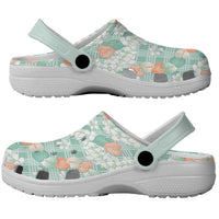 Anthurium Plumeria Lei Pastel Clogs Shoes Teal Hawaiian Splendid Palaka