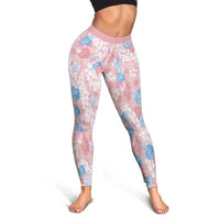 Anthurium Plumeria Lei Pastel Leggings Pink Hawaiian Splendid Palaka