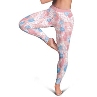 Anthurium Plumeria Lei Pastel Leggings Pink Hawaiian Splendid Palaka