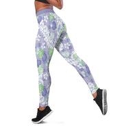 Anthurium Plumeria Lei Pastel Leggings Purple Hawaiian Splendid Palaka