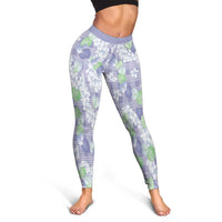 Anthurium Plumeria Lei Pastel Leggings Purple Hawaiian Splendid Palaka