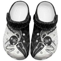 Aotearoa Lawn Bowls Clogs Shoes Maori and Silver Fern Half Style LT03 White - Polynesian Pride
