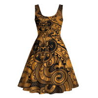 Aotearoa Maori Hei Tiki Midi Dress Koura Kowhaiwhai Puhoro Motif LT9 - Polynesian Pride