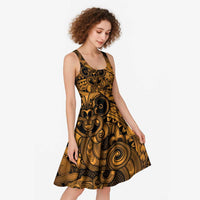 Aotearoa Maori Hei Tiki Midi Dress Koura Kowhaiwhai Puhoro Motif LT9 - Polynesian Pride