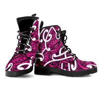 Aotearoa Maori Kowhaiwhai Leather Boots Mawhero Puhoro and Patiki LT9 - Polynesian Pride