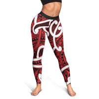 Aotearoa Maori Kowhaiwhai Leggings Whero Puhoro and Patiki