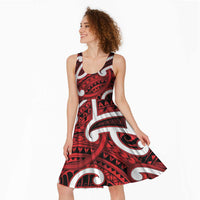 Aotearoa Maori Kowhaiwhai Midi Dress Whero Puhoro and Patiki