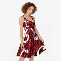 Aotearoa Maori Kowhaiwhai Midi Dress Whero Puhoro and Patiki