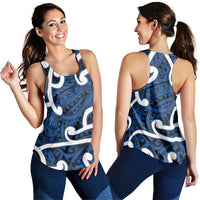 Aotearoa Maori Kowhaiwhai Women Racerback Tank Kikorangi Puhoro and Patiki LT9 - Polynesian Pride