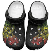 Aotearoa Moko Tribal Tattoo Clogs Shoes New Zealand Maori Penguin and Fantail Reggae Style LT03 Multicolor - Polynesian Pride