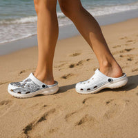 Aotearoa Moko Tribal Tattoo Clogs Shoes New Zealand Maori Penguin and Fantail White Color