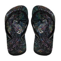 Aotearoa Moko Tribal Tattoo Flip Flops New Zealand Maori Penguin and Fantail Paua Shell Style