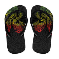 Aotearoa Moko Tribal Tattoo Flip Flops New Zealand Maori Penguin and Fantail Reggae Style