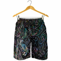 Aotearoa Moko Tribal Tattoo Shorts for Men New Zealand Maori Penguin and Fantail Paua Shell Style