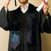 Aotearoa New Zealand Graduation Stole Koru Fern Blue Gradient