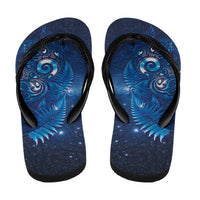 Aotearoa New Zealand New Year Flip Flops Tribal Koru Tattoo Blue Galaxy Maori Silver Fern