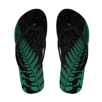Australia New Zealand Rugby Flip Flops Green Aboriginal Wallabies and Maori Black Fern - Polynesian Pride