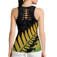 Australia New Zealand Rugby Hollow Tank Top Gradient Aboriginal Wallabies and Maori Black Fern - Polynesian Pride