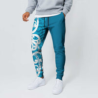 Azure Blue Maori Jogger Pants Koru Kowhaiwhai