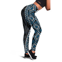 Azure Tukutuku Pattern Aotearoa Leggings Niho Taniwha and Puhoro Motifs LT7 - Polynesian Pride