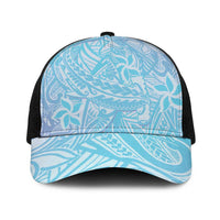 Baby Blue Gradient Polynesia Baseball Net Cap Hawaiian Tribal Hammerhead Shark Tattoo - Polynesian Pride