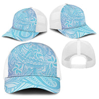 Baby Blue Gradient Polynesia Baseball Net Cap Hawaiian Tribal Hammerhead Shark Tattoo - Polynesian Pride