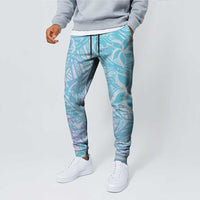 Baby Blue Gradient Polynesia Jogger Pants Hawaiian Tribal Hammerhead Shark Tattoo - Polynesian Pride