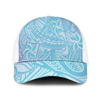 Baby Blue Gradient Polynesia Mesh Trucker Cap Hawaiian Tribal Hammerhead Shark Tattoo - Polynesian Pride