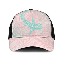 Baby Pink Gradient Polynesia Mesh Trucker Cap Hawaiian Tribal Hammerhead Shark Tattoo - Polynesian Pride