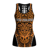 Basketball New Zealand Hollow Tank Top Gold Maori Ta Moko Indigenous - Polynesian Pride