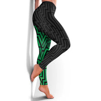 Basketball New Zealand Leggings Green Maori Ta Moko Indigenous - Polynesian Pride